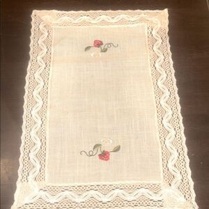 Strawberry Embroidered Lace runner